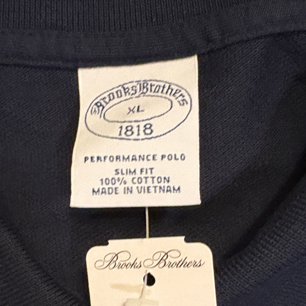 Brooks Brothers Dark Blue Polo Shirt with Gold Logo - Picture 2 of 4